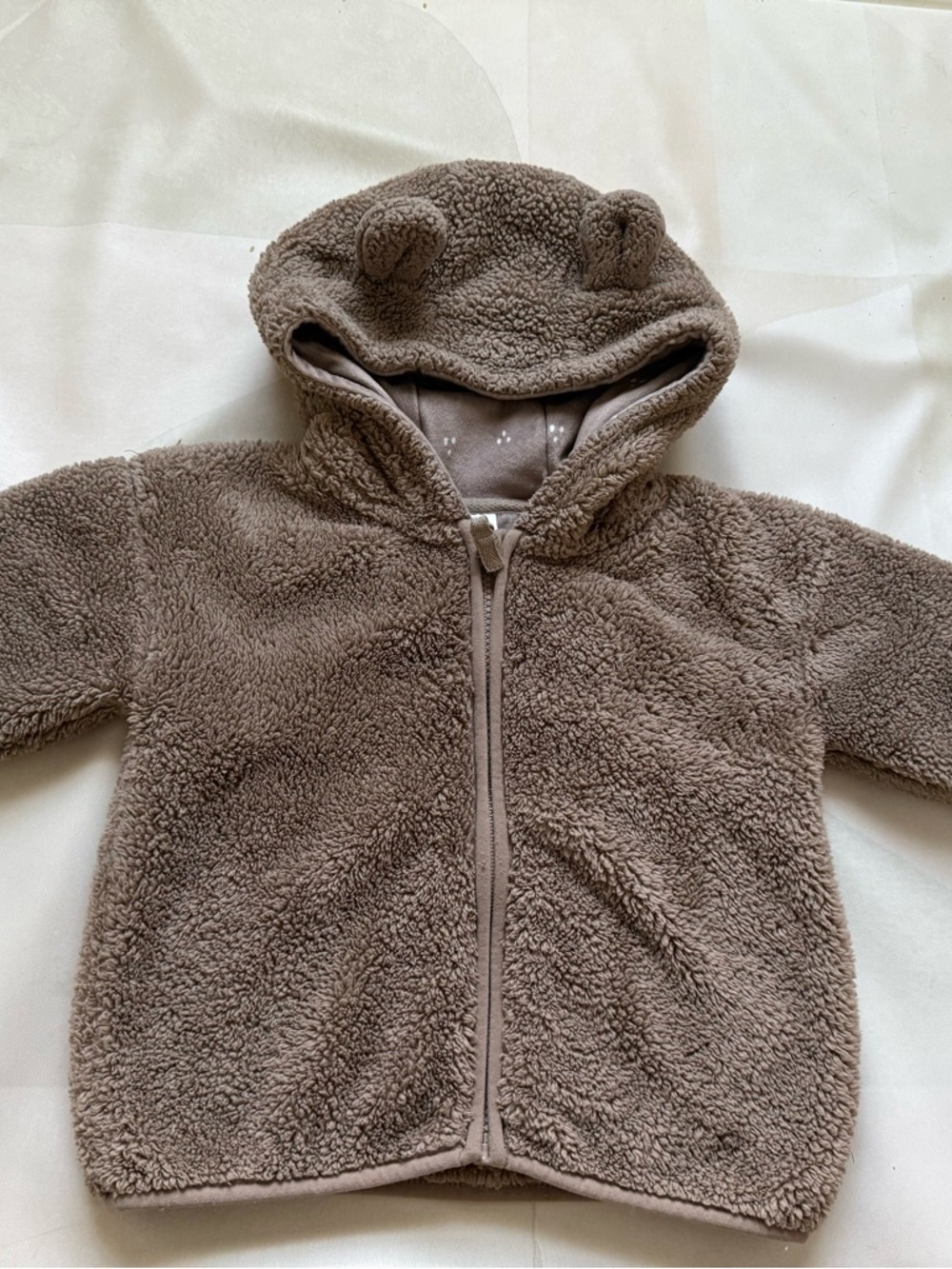 Like NEW Plush Teddy Hooded Baby Jacket - Beige